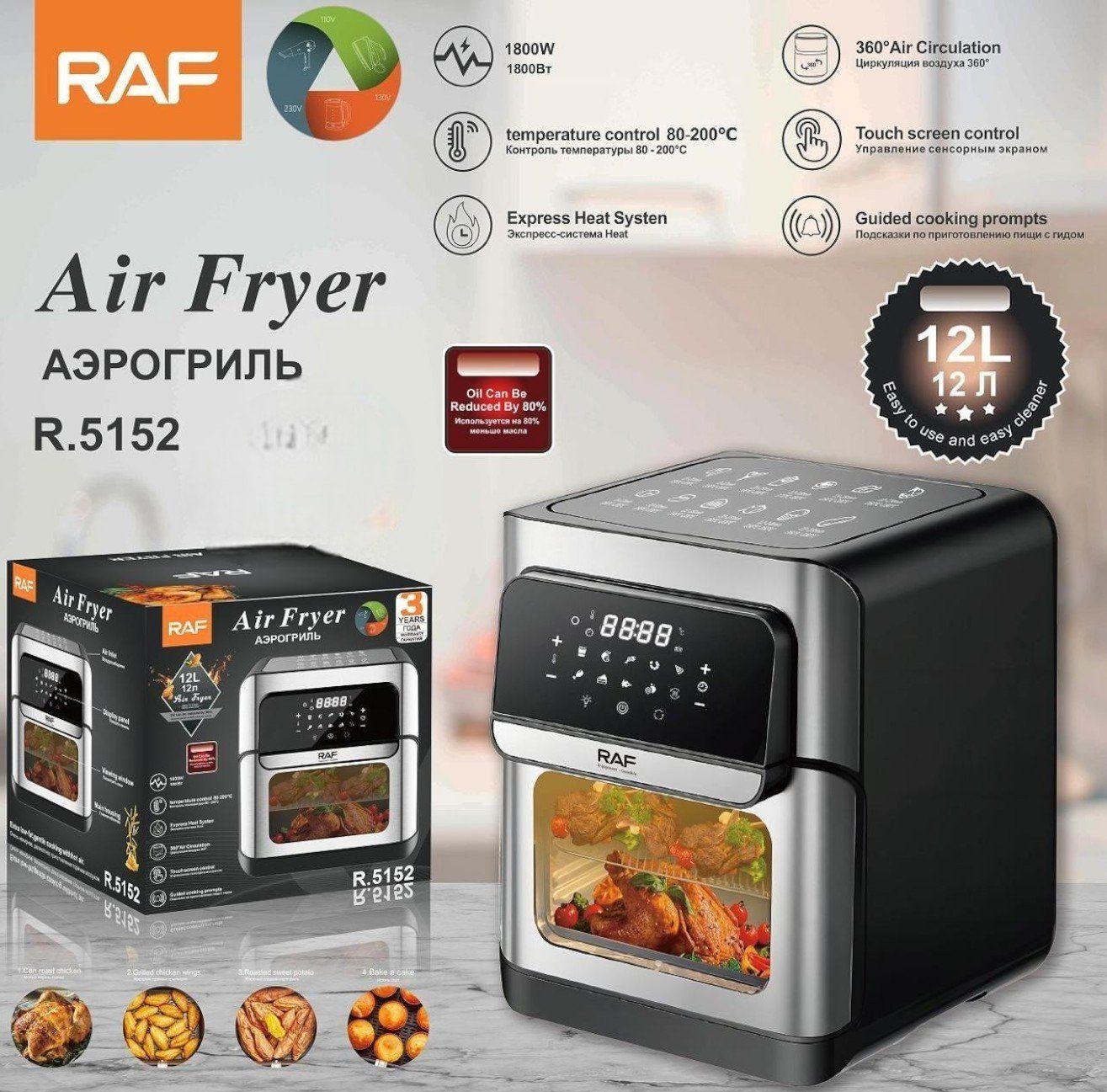 RAF 12L Digital Air Fryer Oven with Rotisserie R.5152– 1800W Multi‑Function Cooker