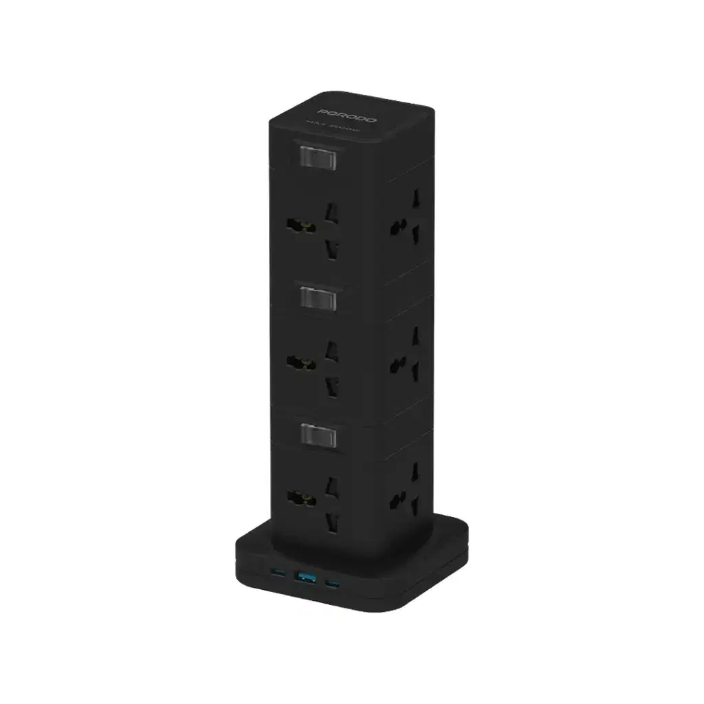 Porodo PD-FWCH042-BK Three-Story 12AC Power Hub 
