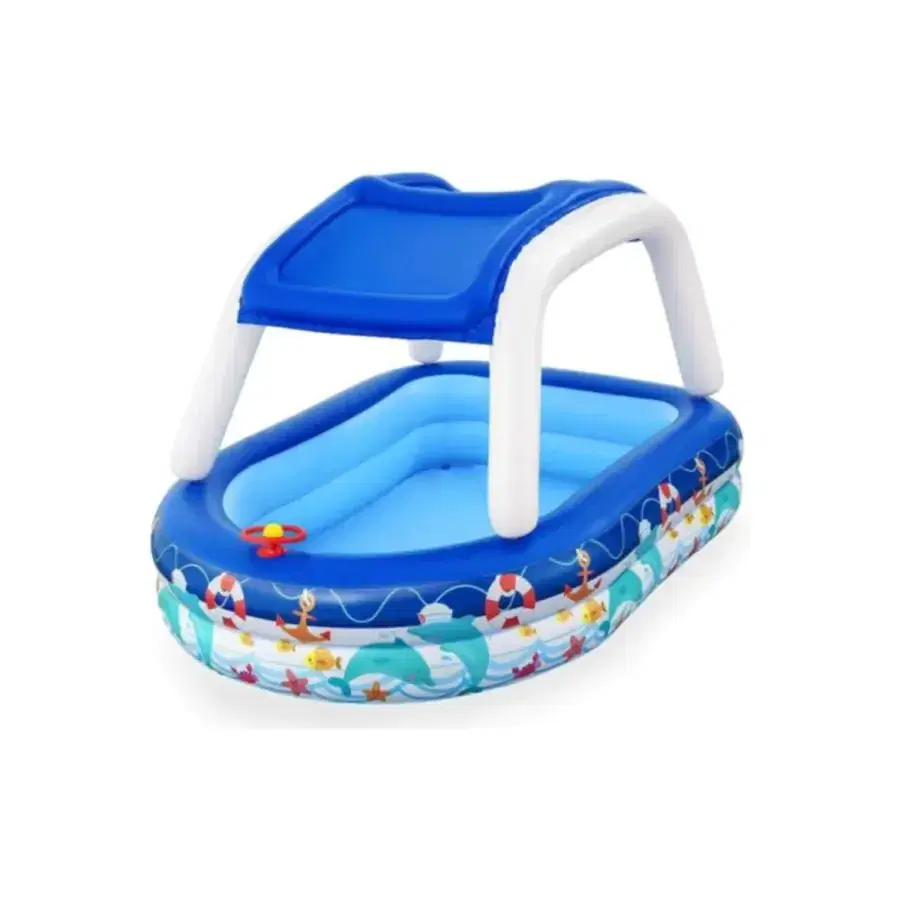 BESTWAY 2.13M X 1.55M X 1.32M SEA CAPTAIN FAMILY POOL (Contents:1 pool, 1 sun shade, repair patch) Age 3+