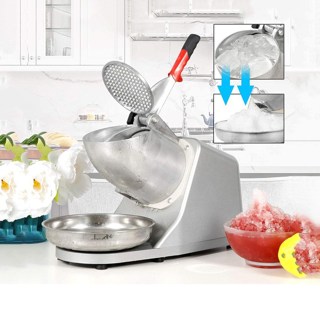 Electric Ice Shaver Machine, Ice Crusher, Stainless Steel Snow Cone Maker for Ice Cream, Cold Drinks, Fruit Dessert and Cocktail