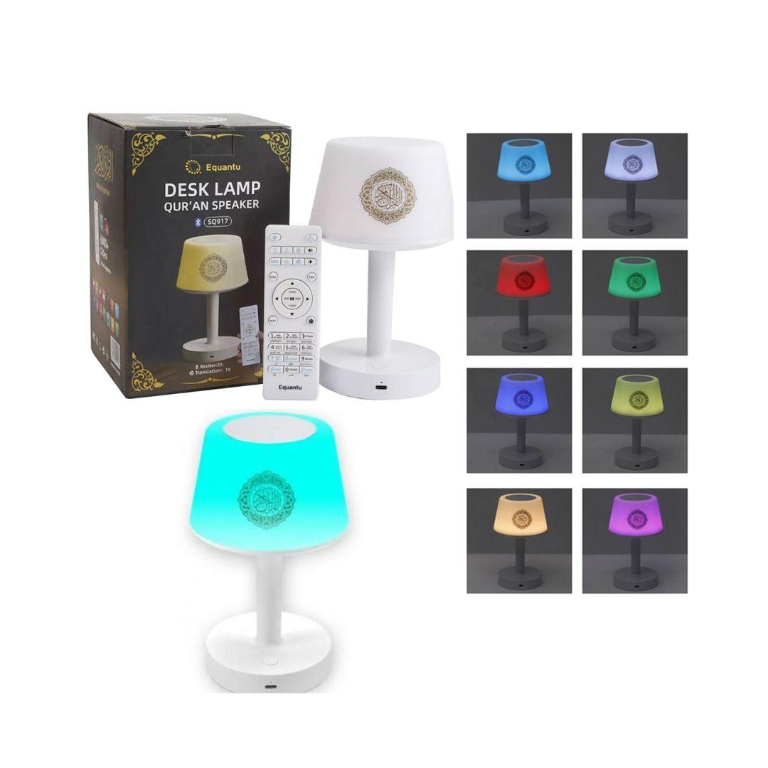 Desk Lamp Qur'an Speaker/Azan Clock/Bluetooth, 7 Colors LED Touch Table Lamp 8GB, With 16 Reciters