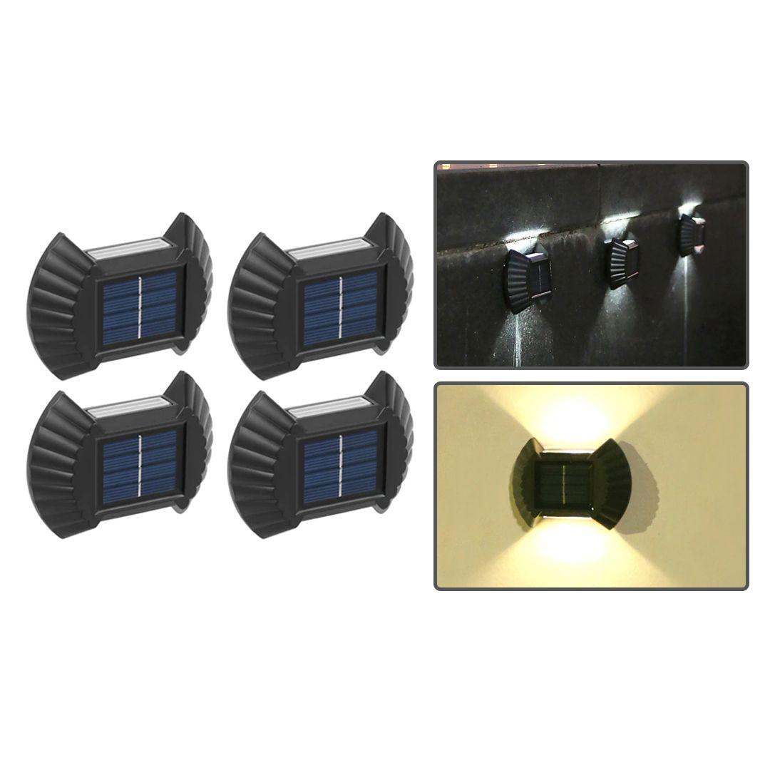 4pcs Solar Shell Wall Lamp Garden Stair LED Outdoor Courtyard Wall Lights Landscape Step Deck Lights