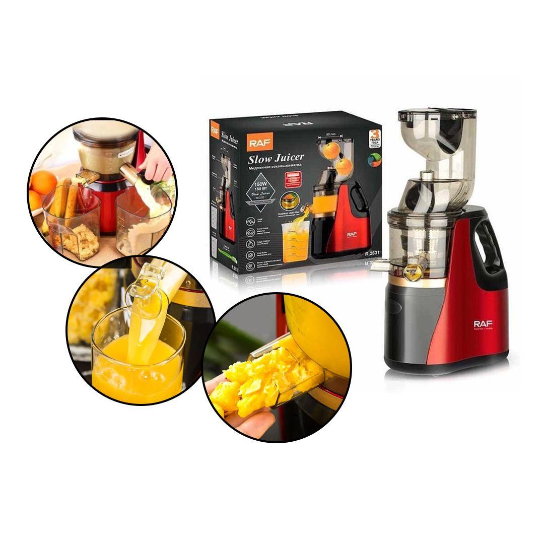 RAF Fruit Juicer 150W High-Quality Plastic Low Noise with an Ice Cream Filter Stylish Design
