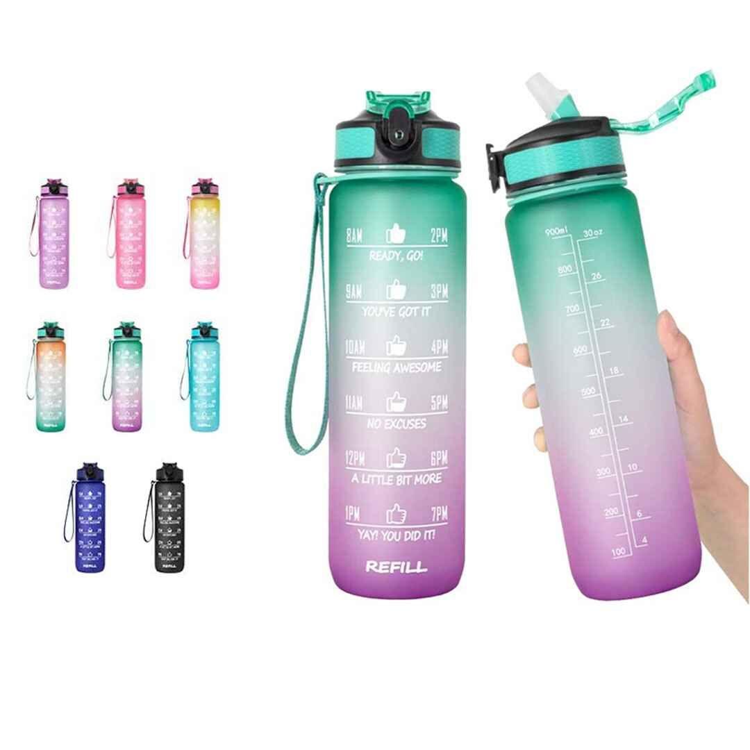 Motivational Water Bottle 1L Portable Leak Proof Reusable BPA Free