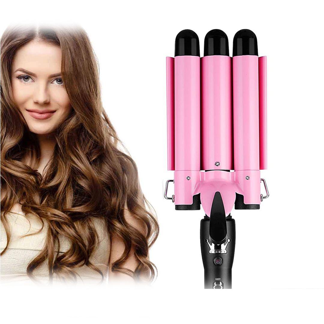 Portable Three-Cylinder Hair Straightener with Adjustable Temperature Waves, Easy to Use and Suitable for All Hair Types