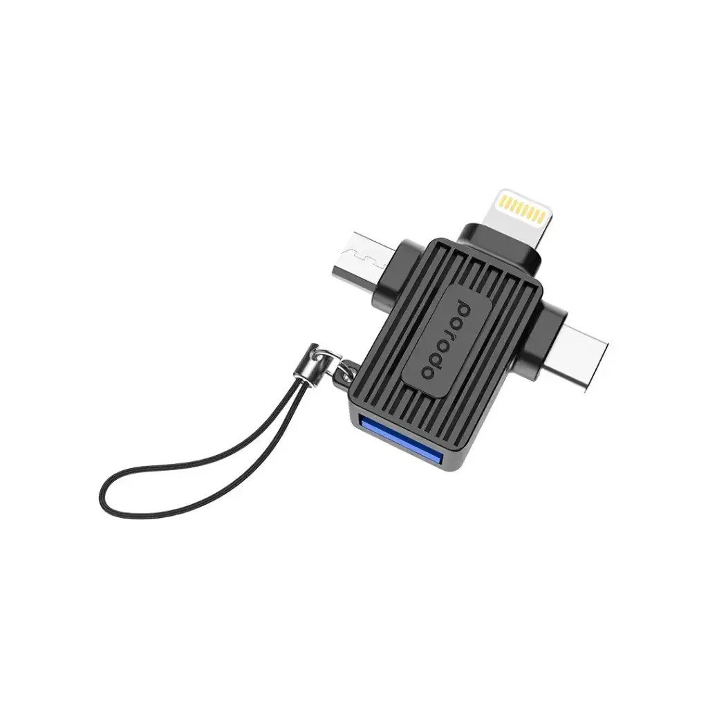 Porodo OTG Adapter for Lightning, Micro-USB, and Type-C to USB