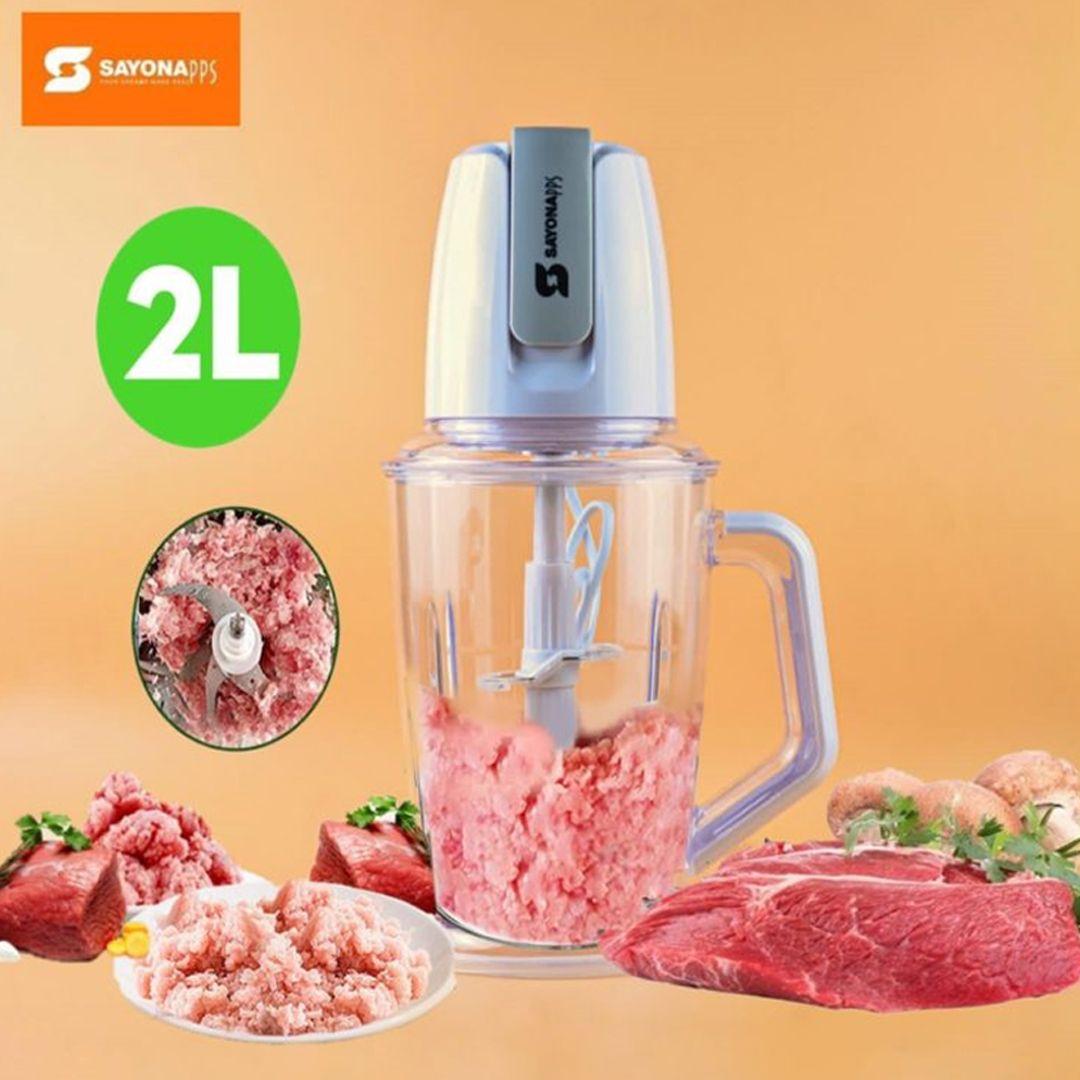 SAYONA SCH-4366 4X1 Electric Chopper with 6 Stainless Steel Blades, 2L Capacity, 400W Power