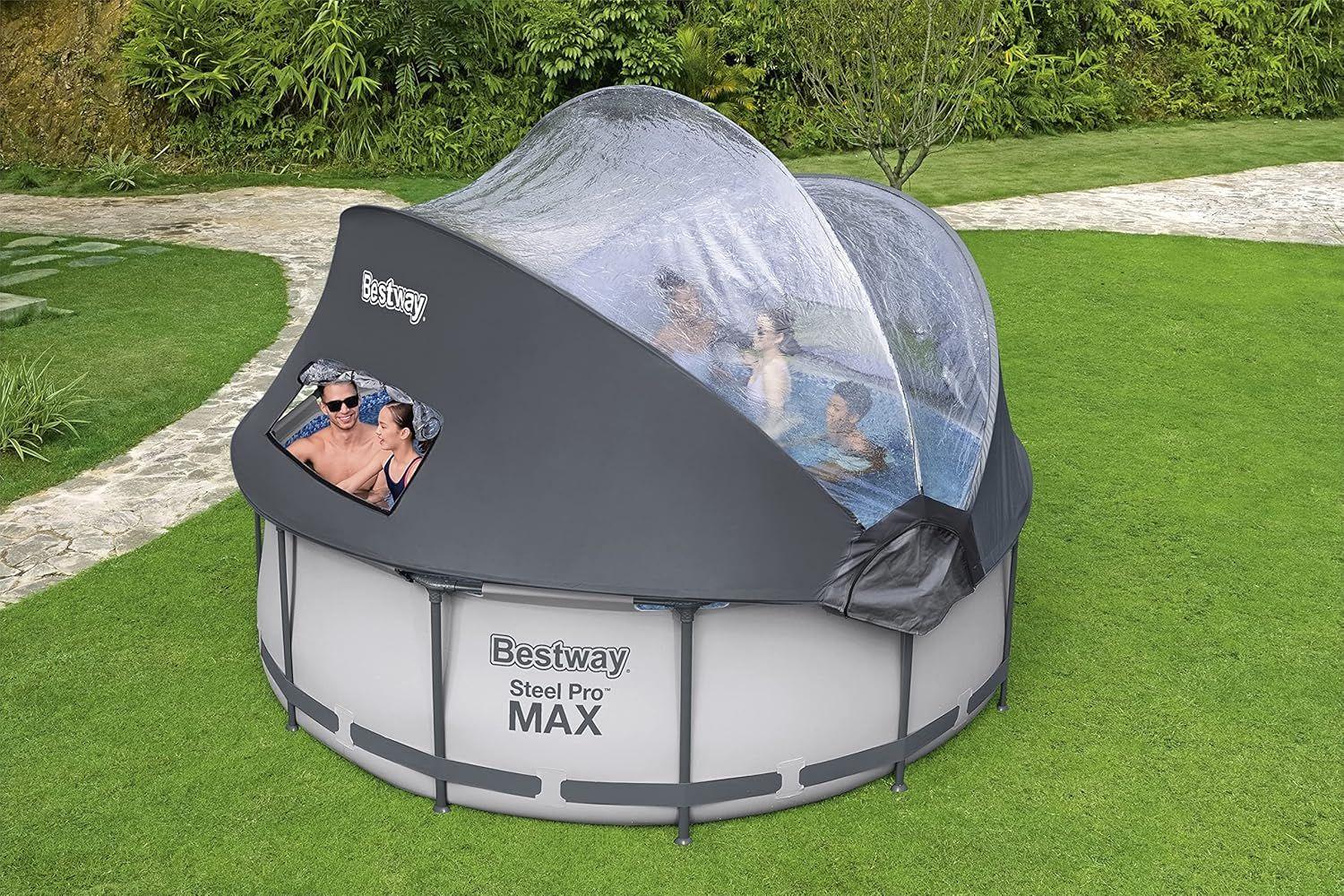 BESTWAY 3.66M X 1.00M POOL SET (Pool, Filter Pump(220-240V), Safety Ladder, Canopy, Compatible with Cartridge 58094(Ⅱ)220-240V) 