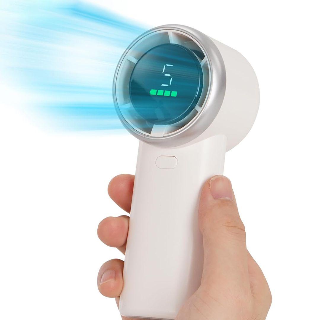 Rechargeable turbo fan with 5 speeds and digital display