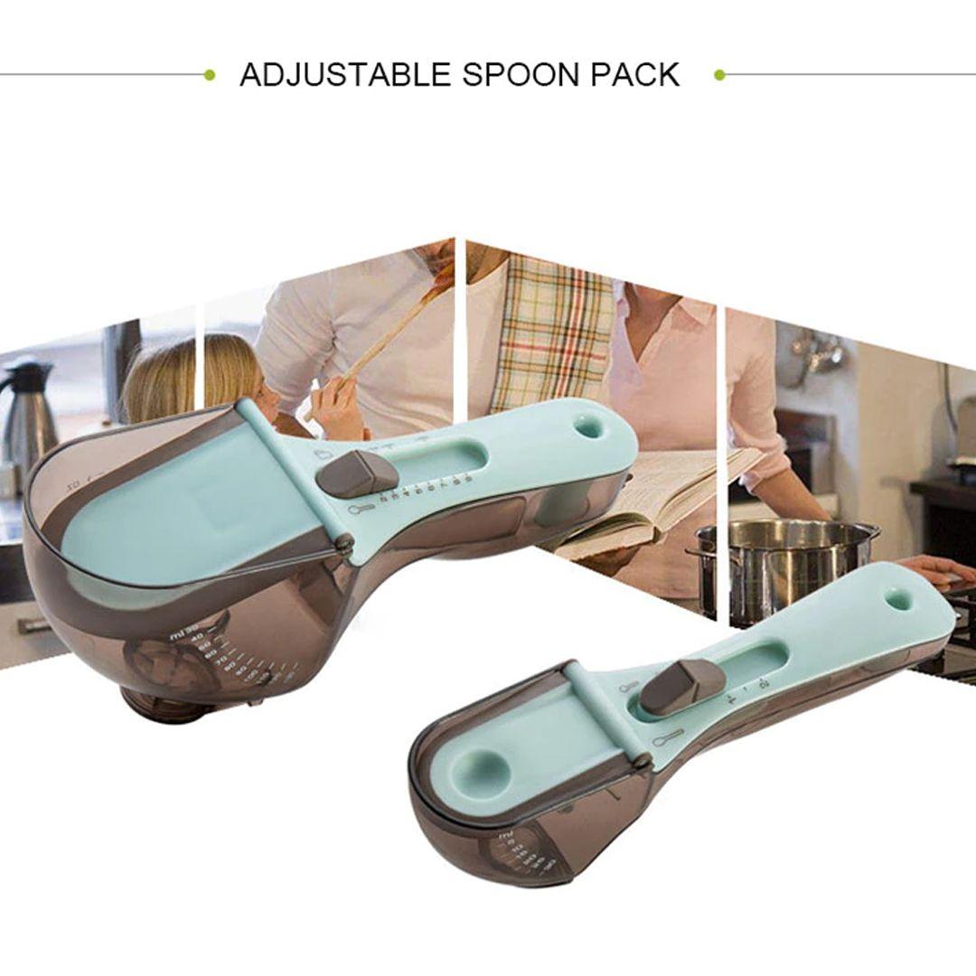  2Pcs Adjustable Measuring Spoons with Magnetic Snaps Multifunctional Measuring Cups Solid Powder Fluid Measurement