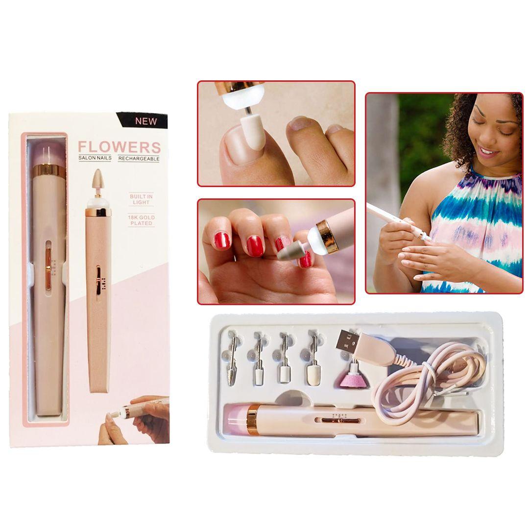 Flowers Salon Nails Kit Rechargable Full Manicure and Pedicure Tool