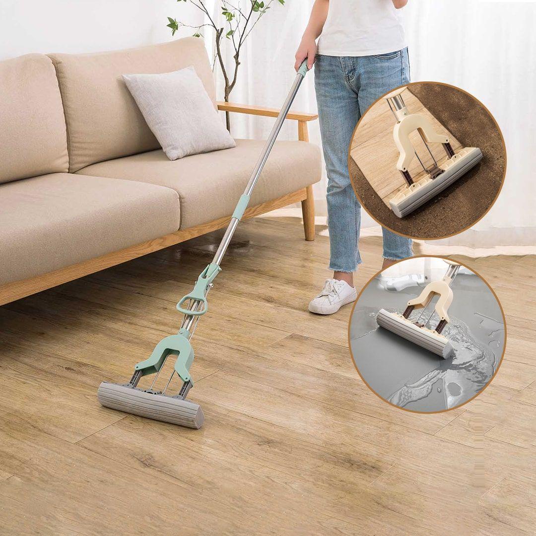 Self-Pressure Sponge Floor Mop Without Hand Washing With Strong Stainless Steel Handle