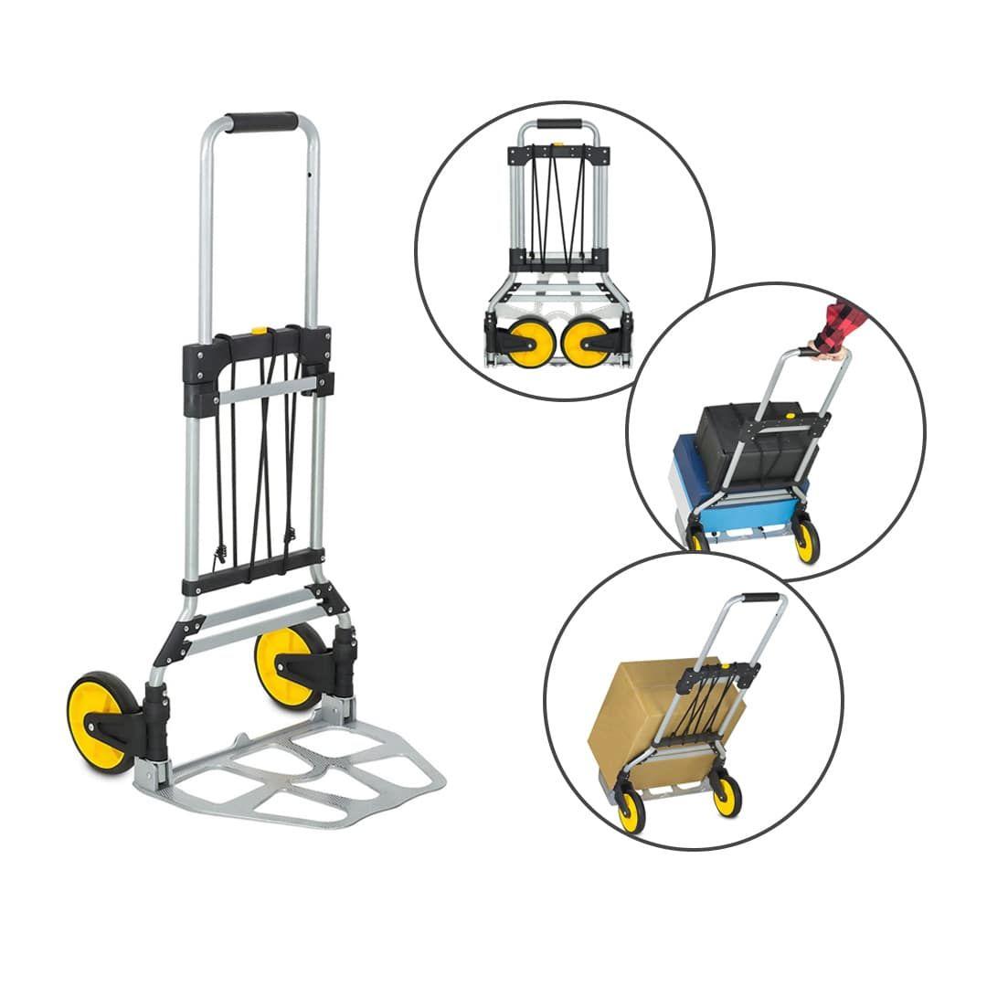 Folding Heavy Duty Luggage Trolley with Rubber Handle and Wheels Perfect for Shopping and Travel