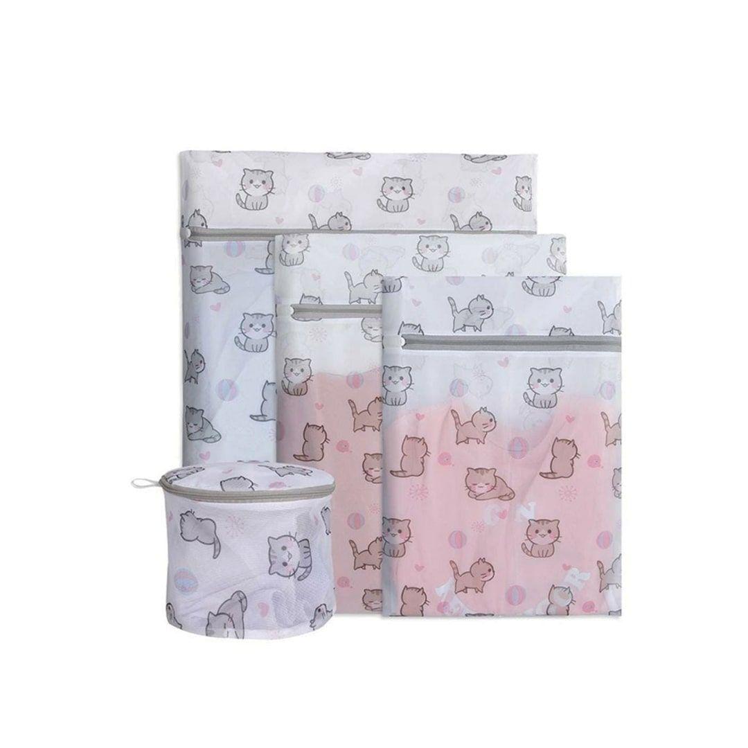 Laundry Bags Printed in the Shape of a Cat 4 Pieces of Different Sizes for All Kinds of Clothes