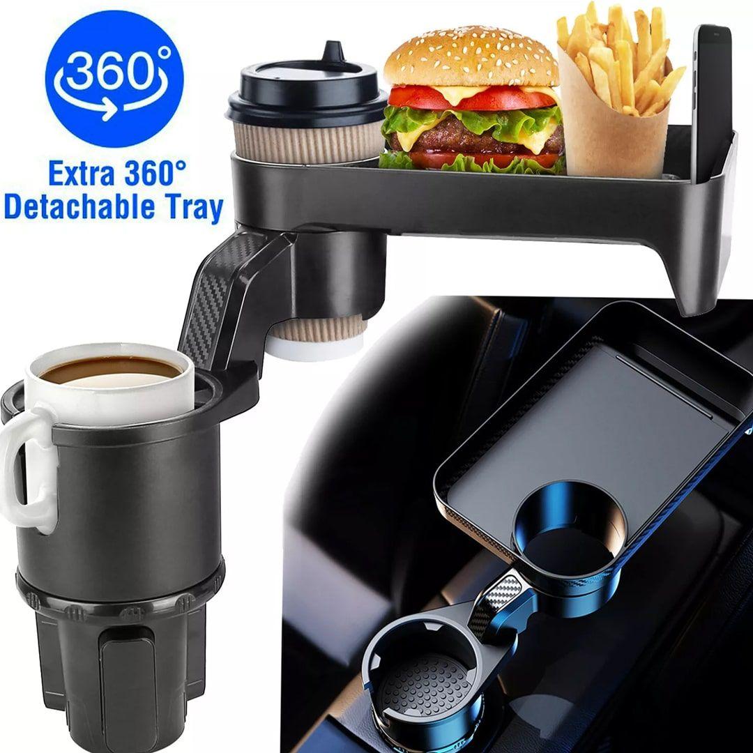 Car Cup Holder with Detachable Rotating Tray