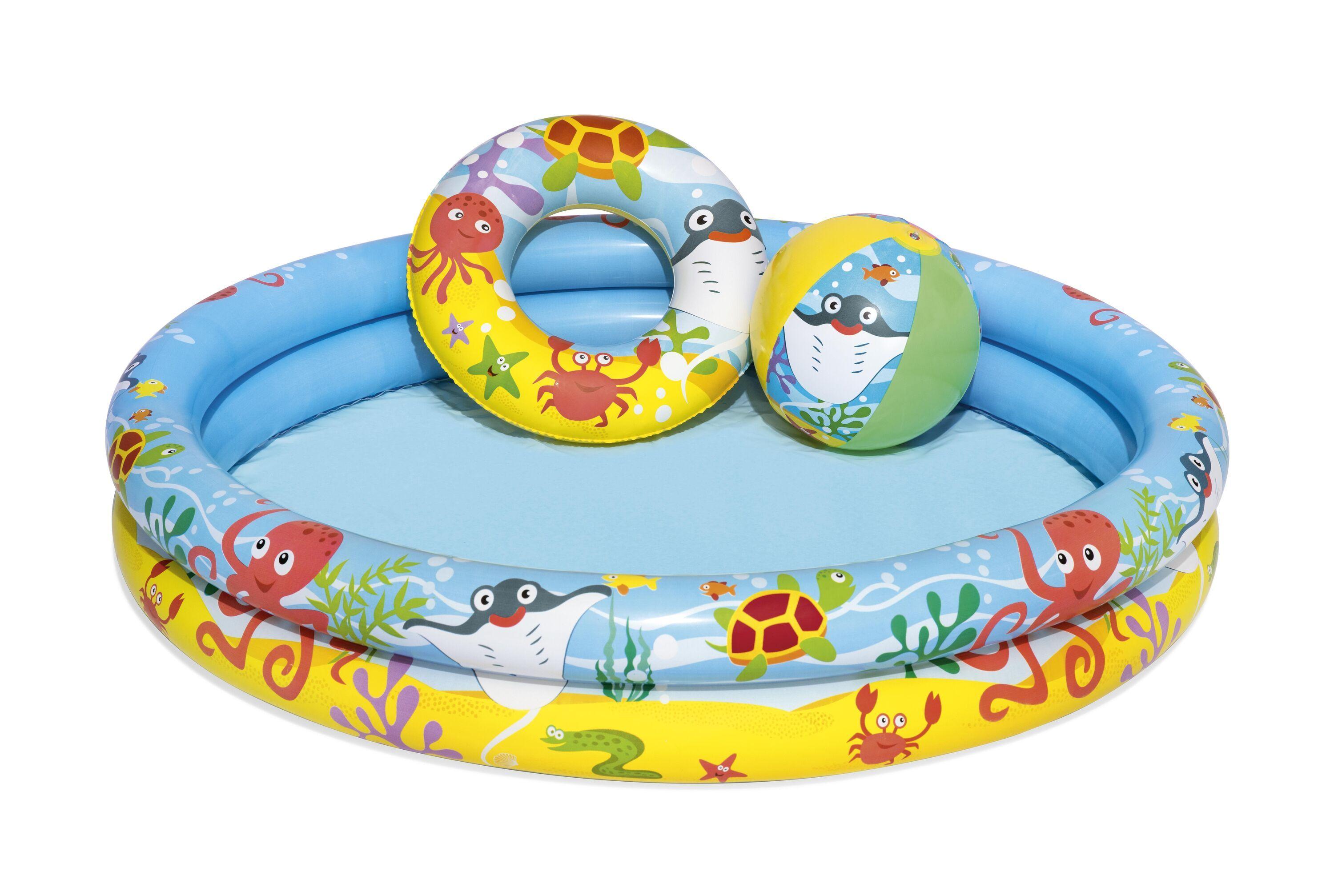 BESTWAY Φ1.22M X H20CM PLAY POOL SET (Contents: 1 pool, 1 swim ring, 1 beach ball, repair patch) Age 2+