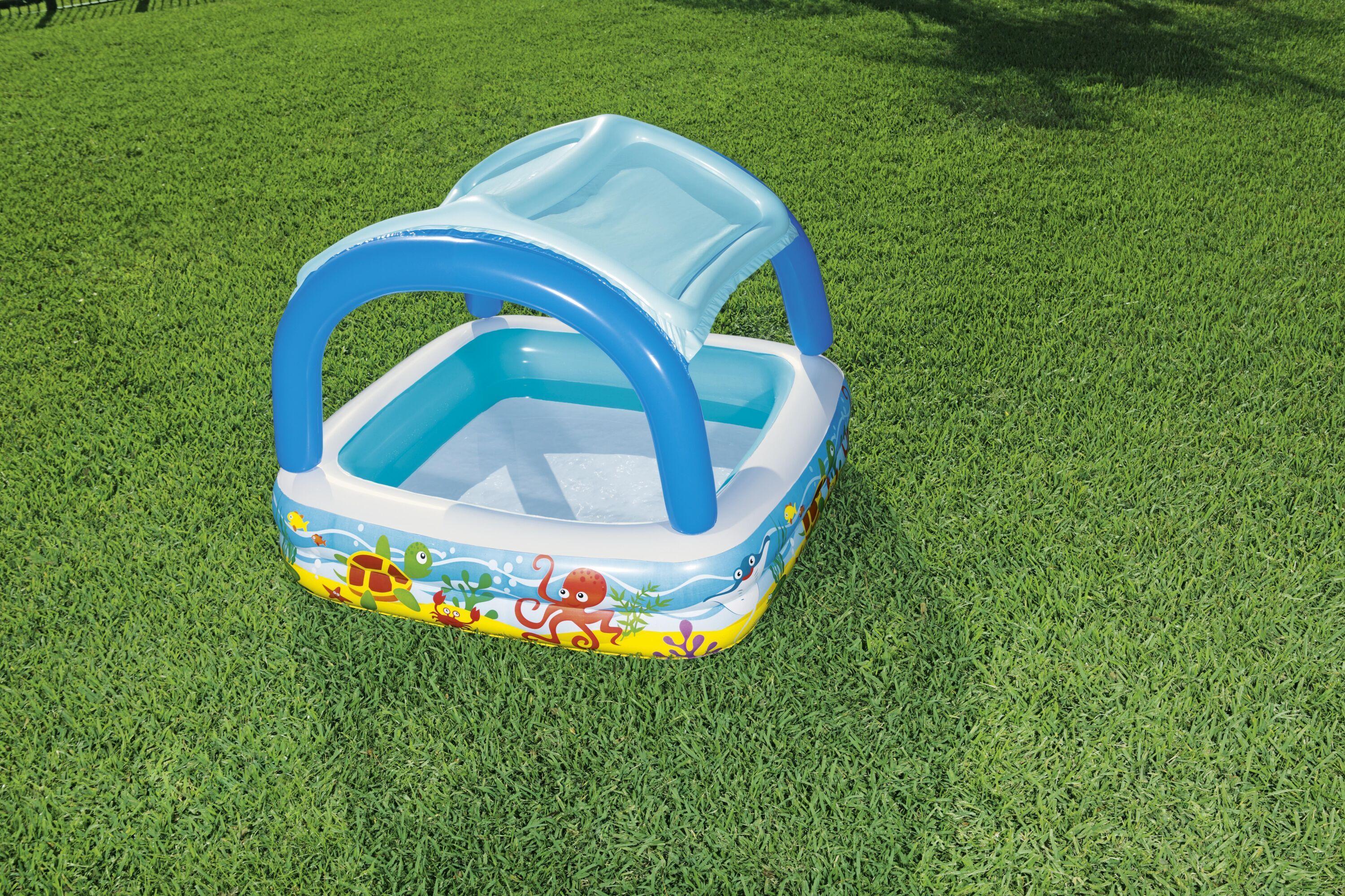 BESTWAY 2.13M X 1.55M X 1.32M SEA CAPTAIN FAMILY POOL (Contents:1 pool, 1 sun shade, repair patch) Age 3+