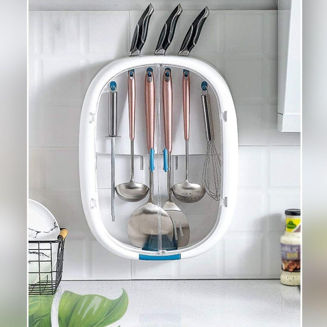 Wall-Mounted, Space-Saving Kitchen Utensil Holder to Organize and Store Spoons and Knives