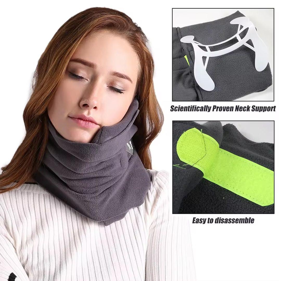 Soft Fleece Travel Neck Scarf Acts as a Supportive Pillow for Sleeping Comfortably