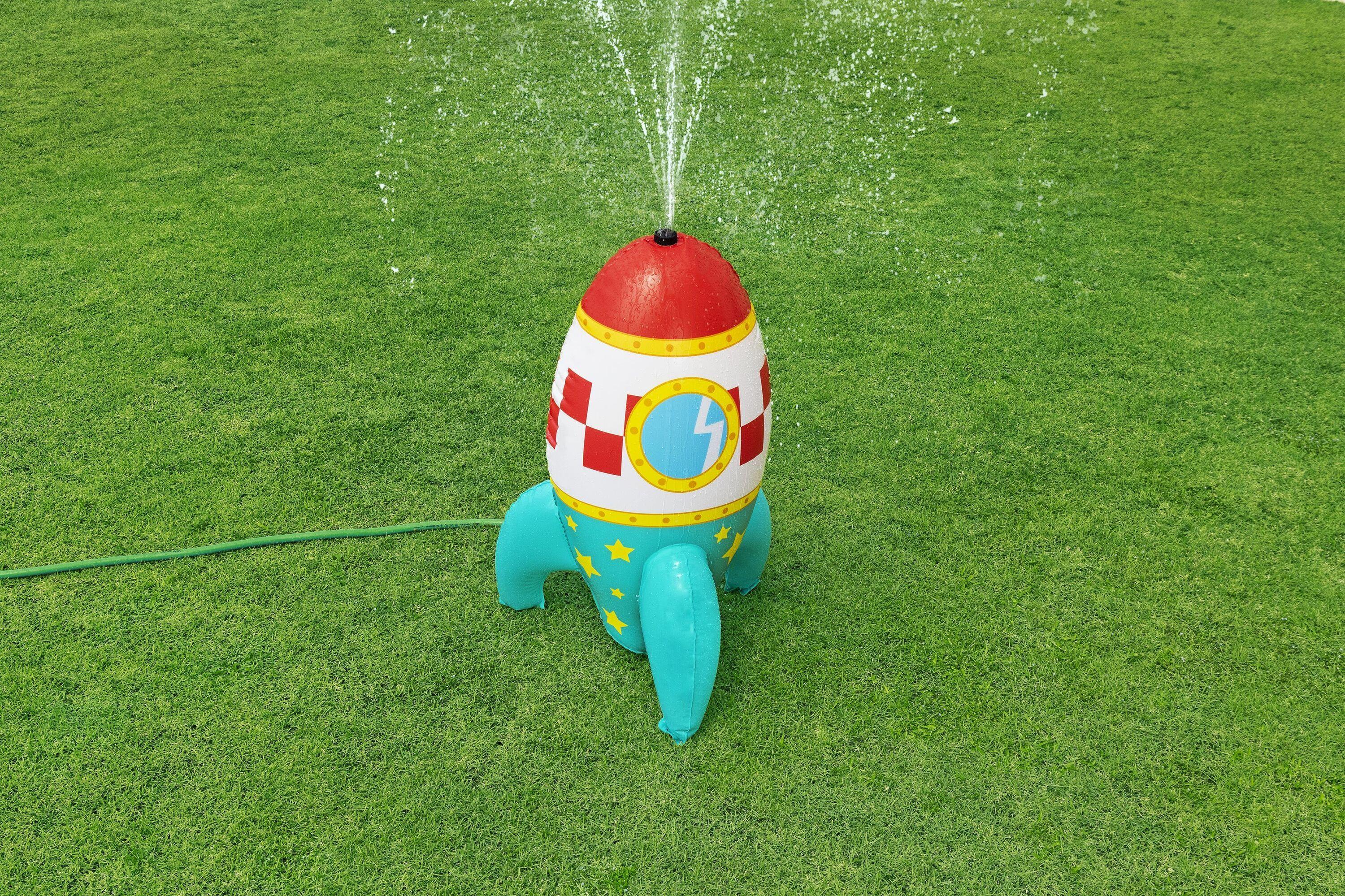 BESTWAY 64CM X 61CM X 1.02M SPACE BLAST SPRINKLER (1 sprinkler, 3 ground stakes, repair patch) Age 2+ 