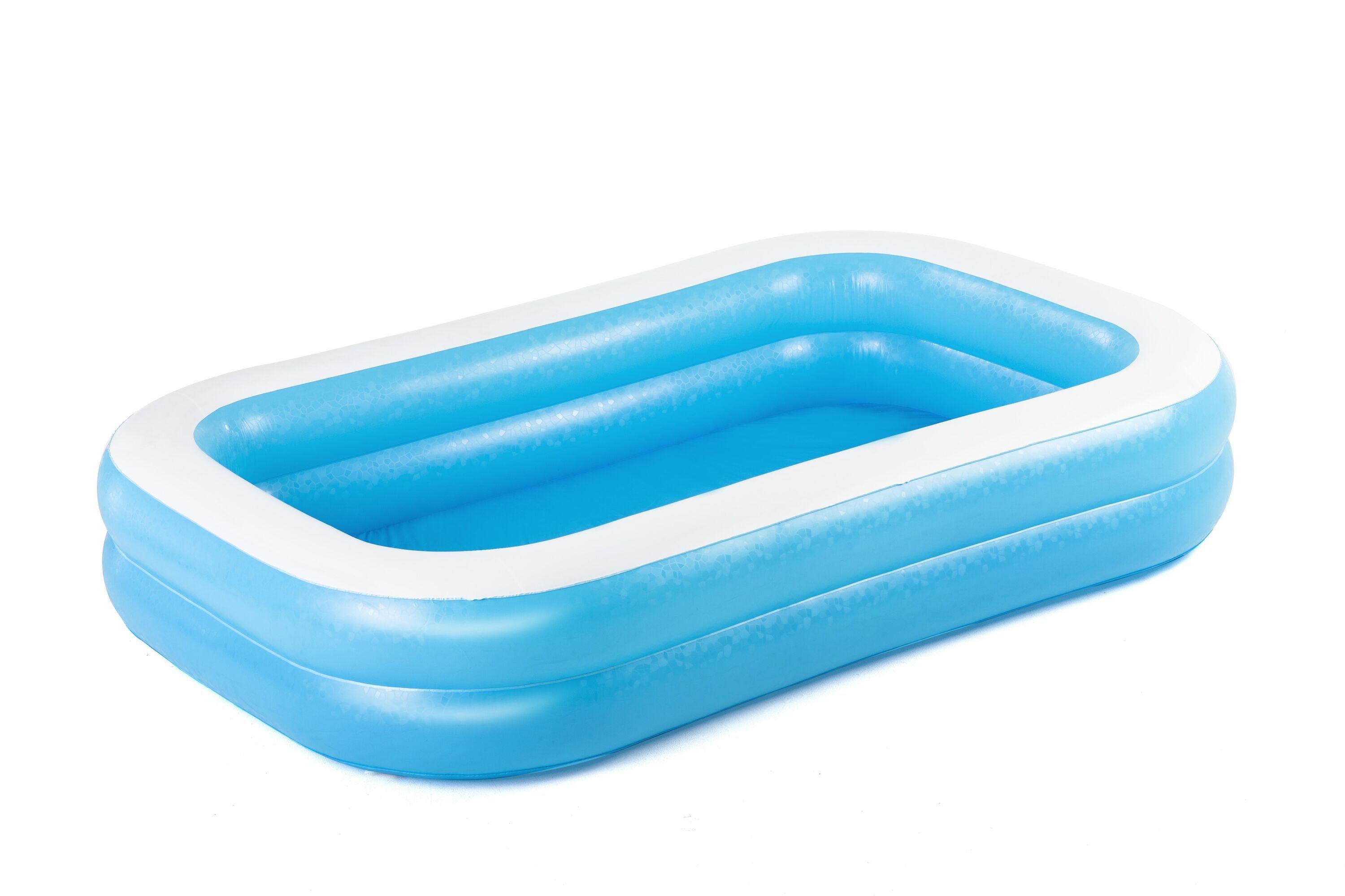 BESTWAY 2.62M X 1.75M X 51CM BLUE RECTANGULAR POOL (Contents:One pool, heavy-duty repair patch) Age 6+
