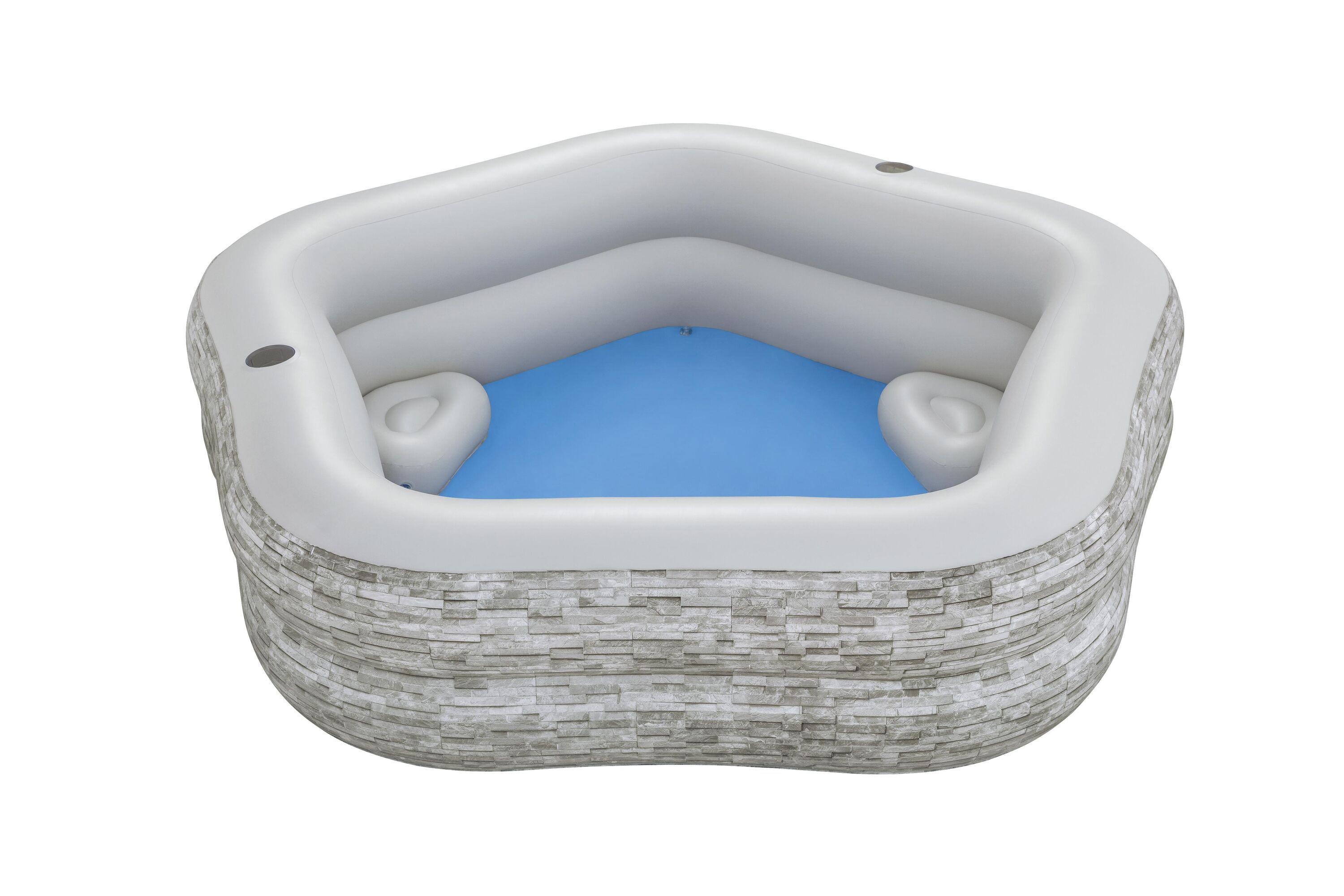 BESTWAY 2.13M X 2.06M X 53CM TRUPRINT STONE FAMILY POOL (Contents:1 pool,repair patch) Age 6+