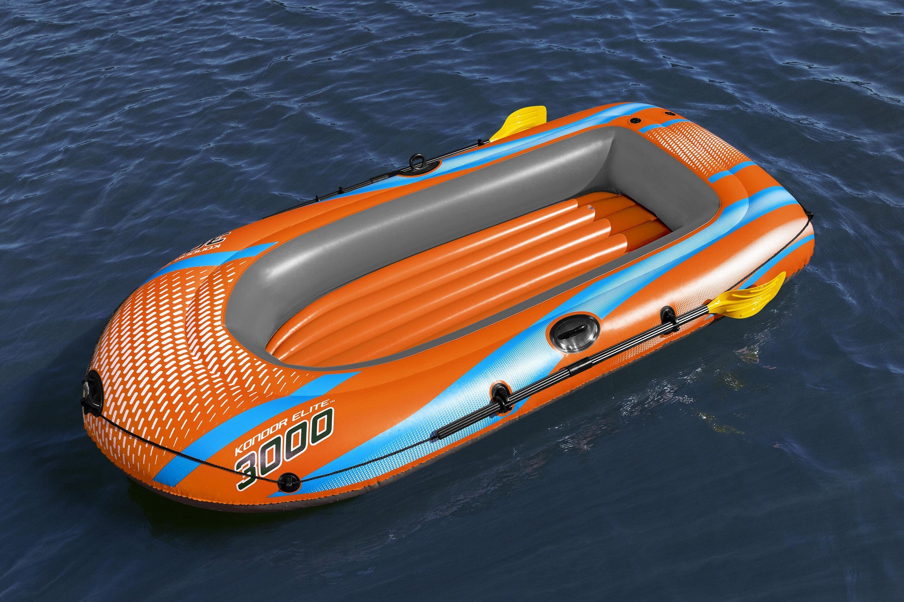 BESTWAY 2.46M X 1.22M KONDOR ELITE 3000 RAFT SET (Contents:1 boat,1 pair of oars,1 hand pump,repair patch) 