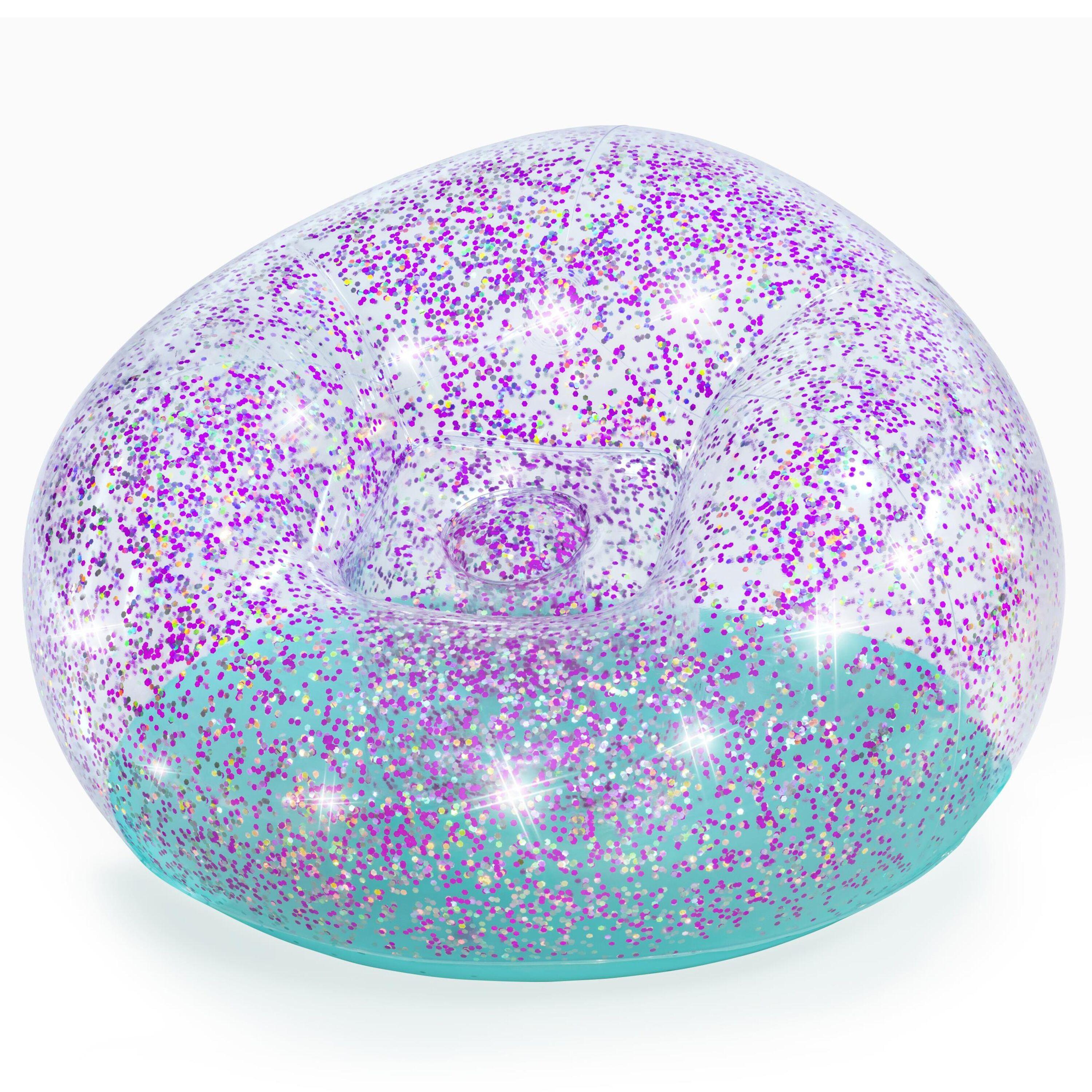 BESTWAY 1.14M X 1.12M X 66CM GLITTER DREAM INFLATE-A-CHAIR AIR CHAIR (1 chair, repair patch) Age 6+