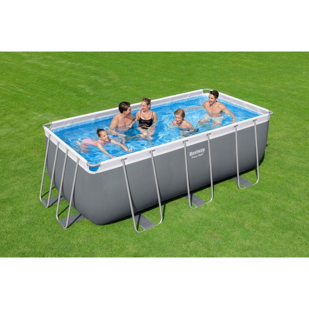 BESTWAY 4.12M X 2.01M X 1.22M RECTANGULAR POOL SET (Pool, Filter Pump(220-240V), Ladder, Chemconnect Dispenser, Compatible with Cartridge 58094(Ⅱ) 220-240V) 