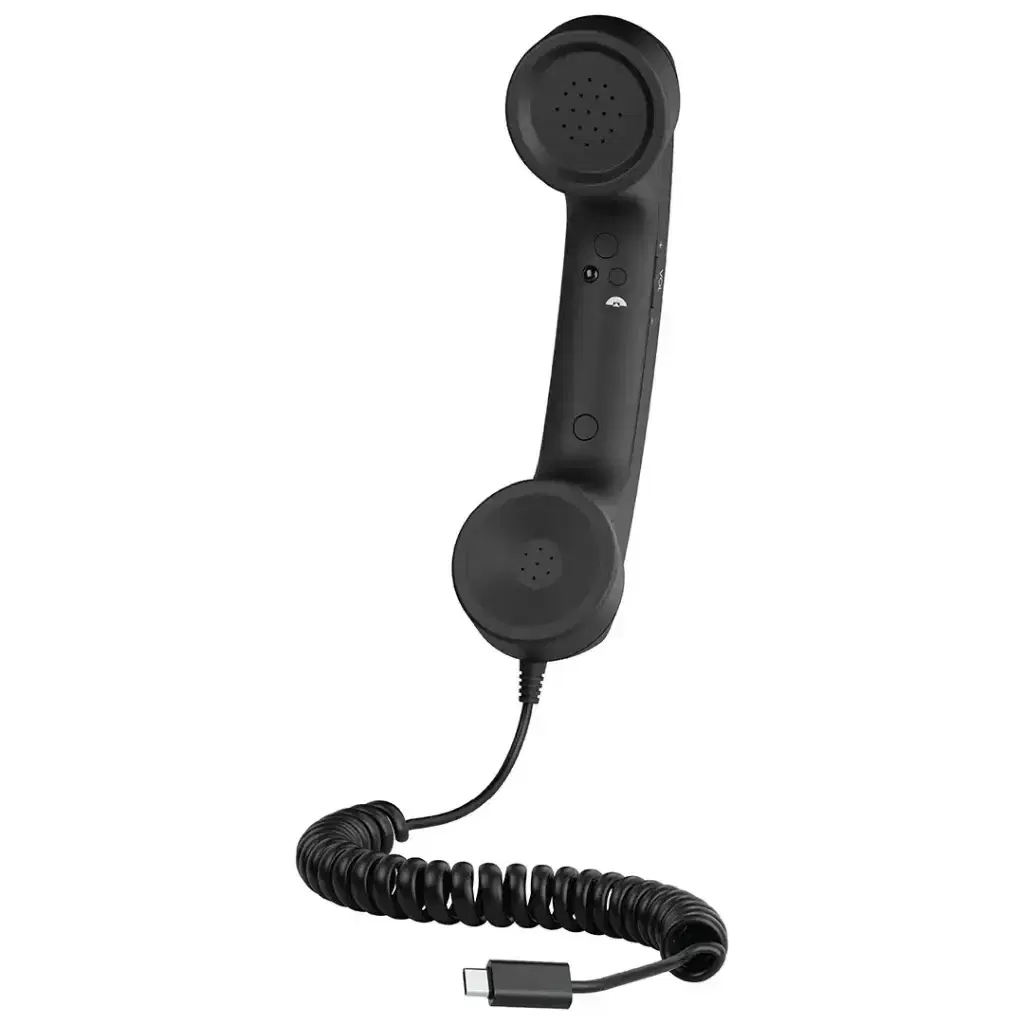 Porodo Classic Retro Phone Handset with Type-C Connector - PD569BK