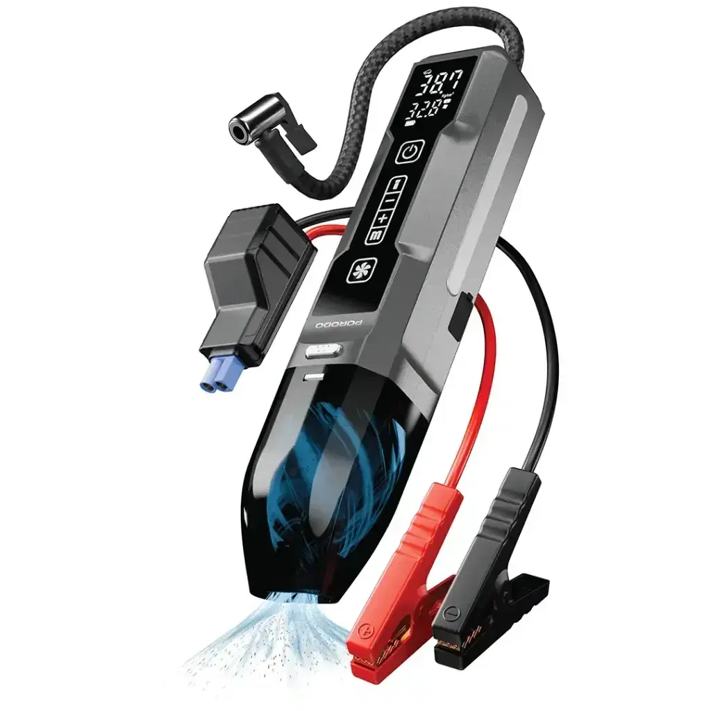 Porodo Ignatov Jump Starter & Air Pump with Handheld Vacuum & USB-C Recharge - PDJS41BK