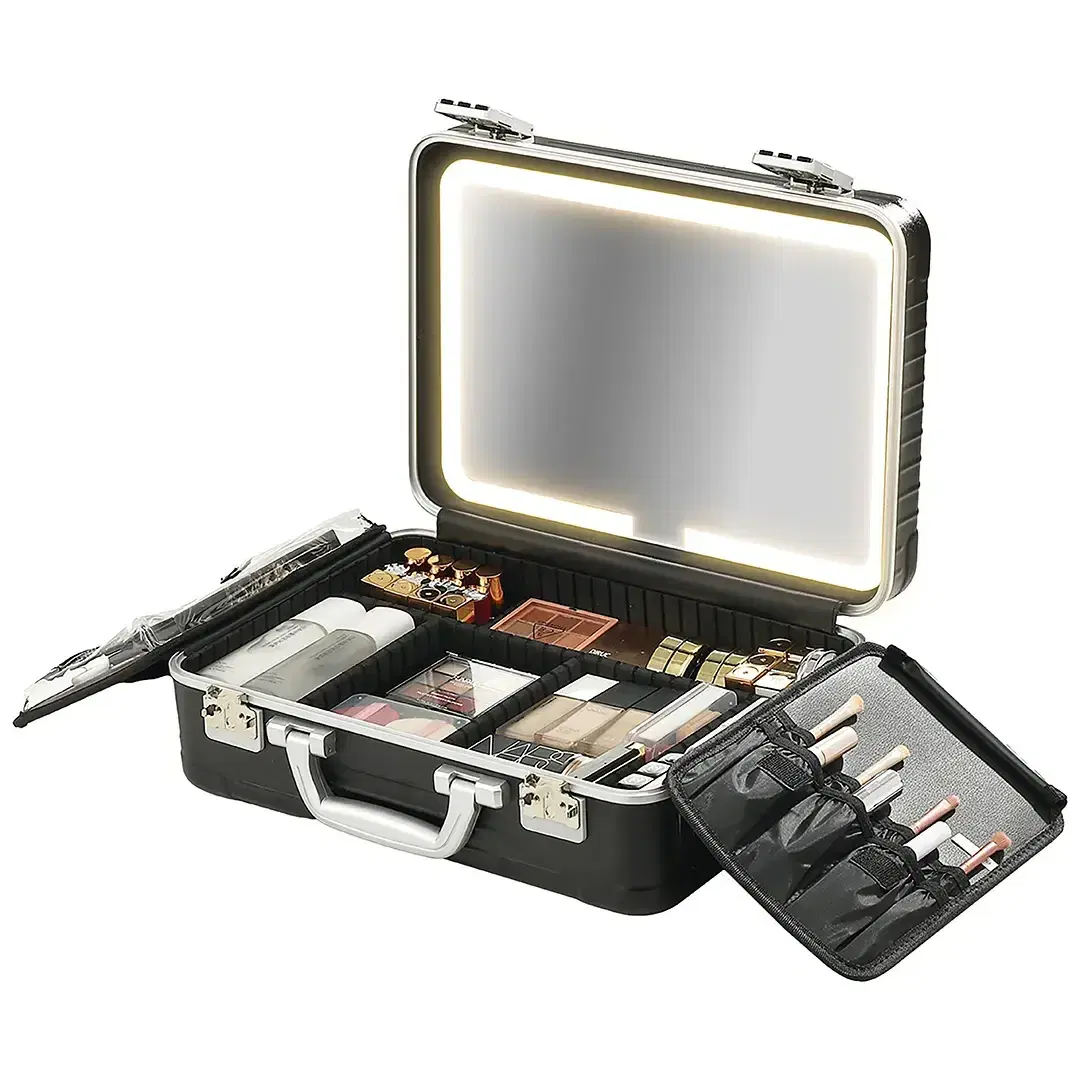 Porodo Travel Makeup Case with Detachable LED Mirror – Professional Lighting Anywhere