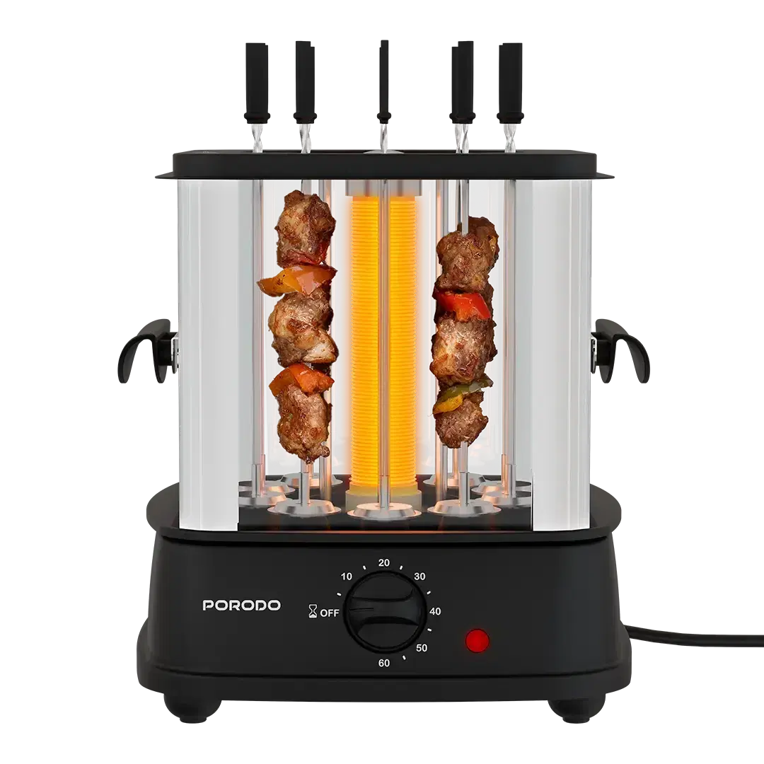 Porodo PDLFSTL20BK GrillJet Electric Rotisserie Grill – Auto Rotating Skewers for Perfect BBQ