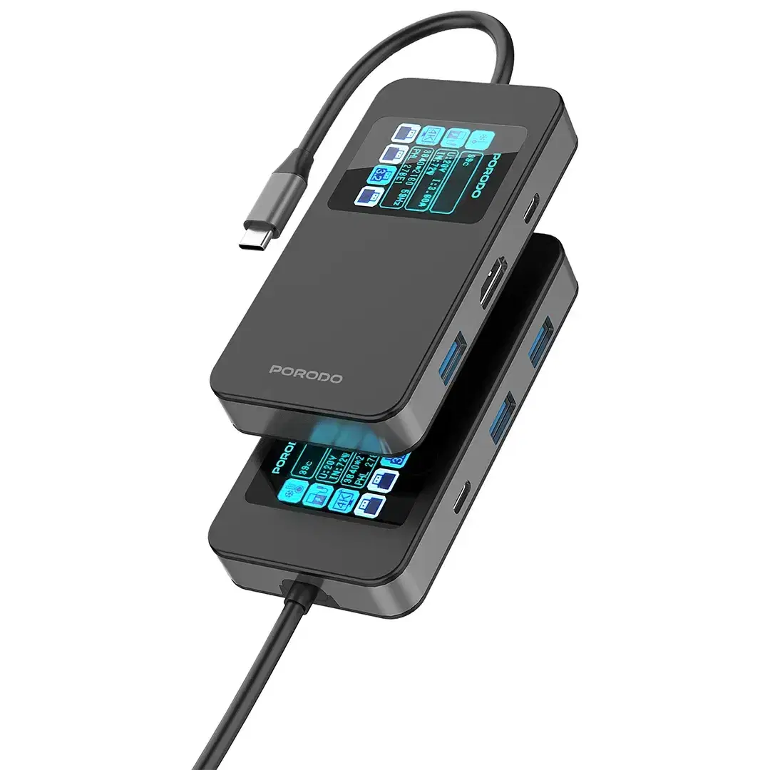 Porodo PDTC630GY 6 IN 1 Multi-Port USB-C Hub