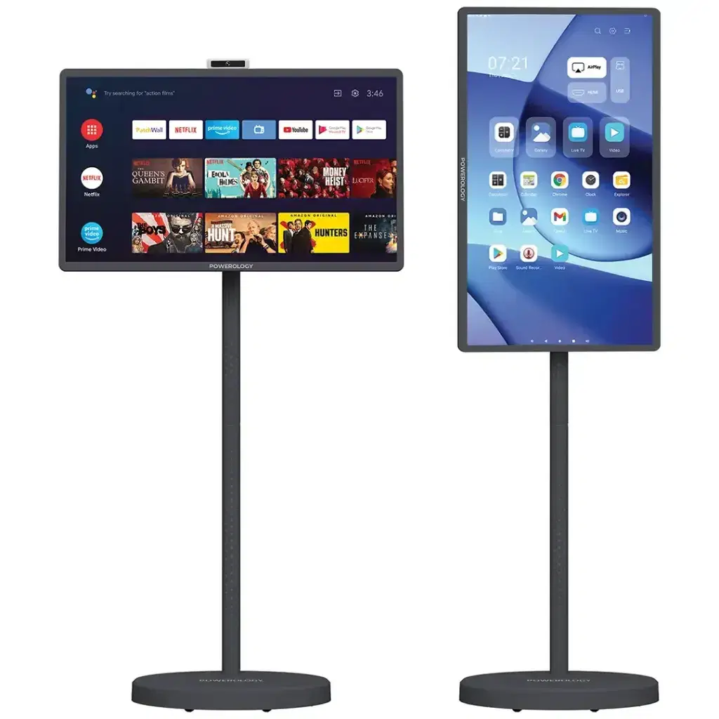 Powerology PWHSD01GY BANF 32‑inch Portable Smart Monitor – 38400 mAh Battery & Touch Display