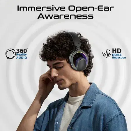 Promate open-ear Bluetooth headphones with detachable microphone and RGB lighting modes