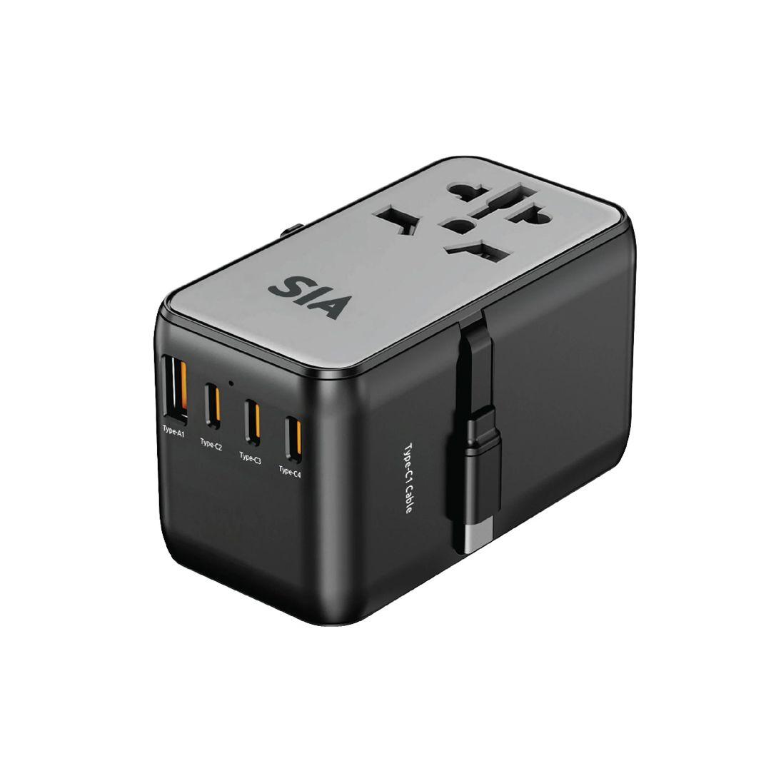 SIA WORLDFIT SITRV85WBGr 85W Travel Charger & Adapter with 3 USB-C Ports, 1 USB-A Port