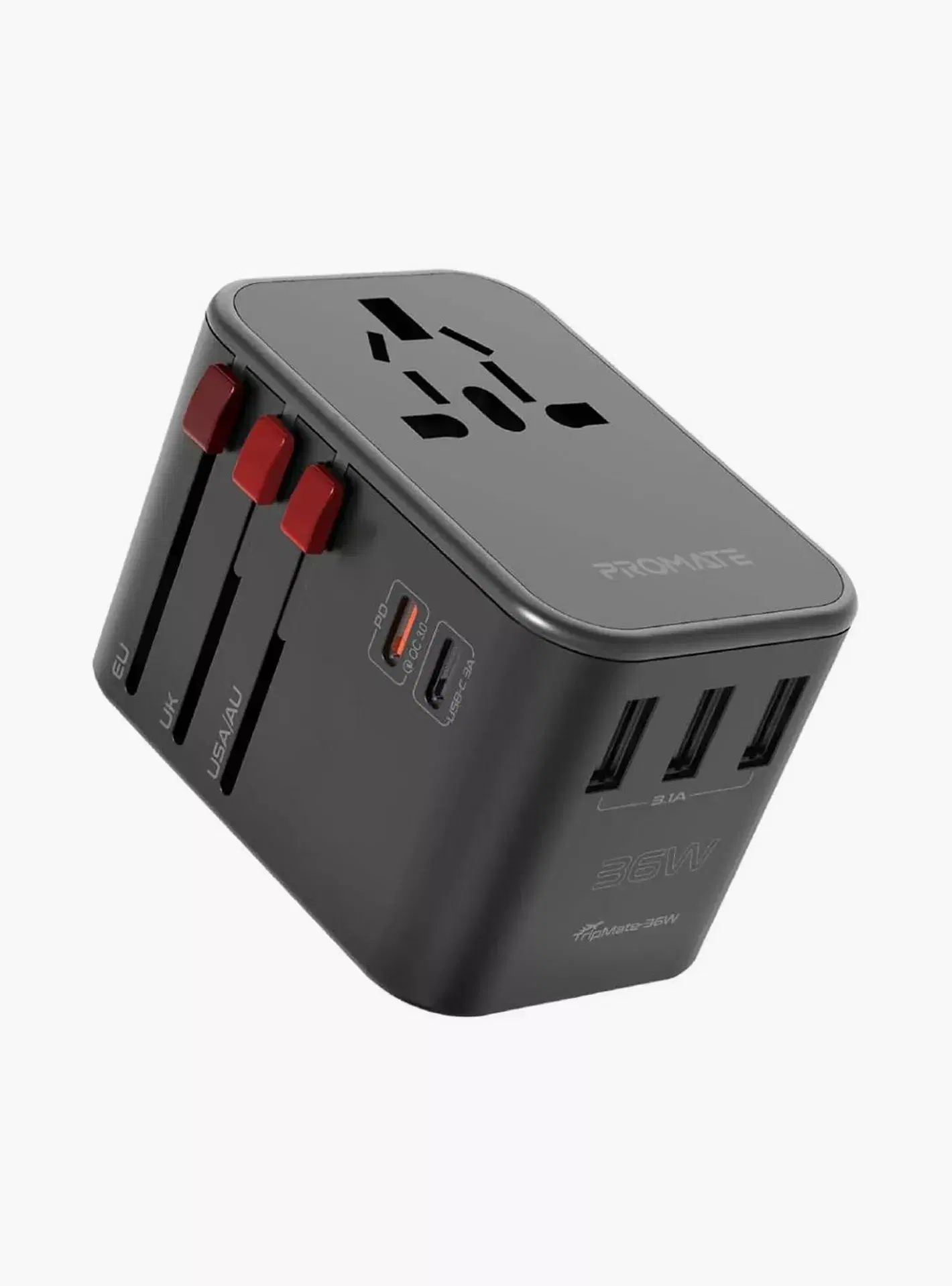 Promate -TripMate-GaN65 65W Power Delivery GaNFast™ Travel Adapter