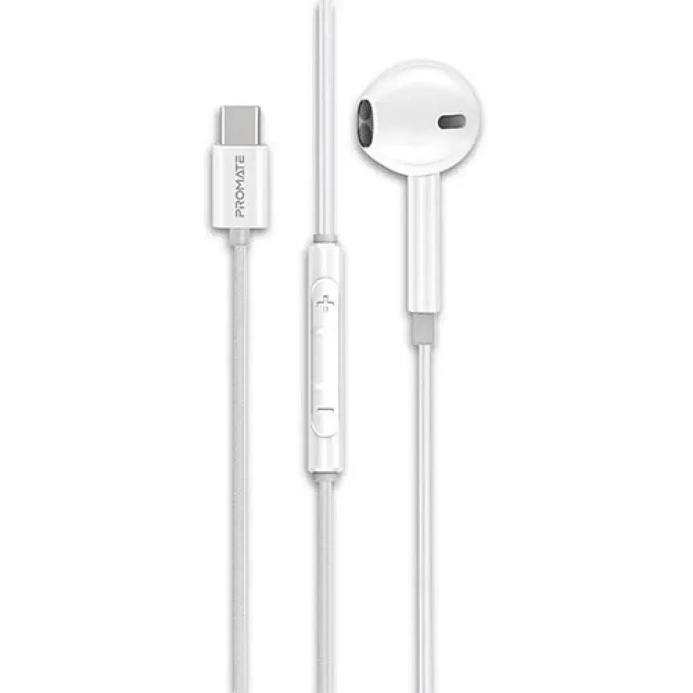 Dynamic Mono Wired Earphones with USB-C Connector - White