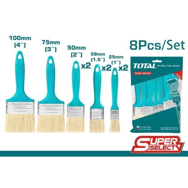 TOTAL THT8450801 8‑Piece Paint Brush Set – Complete Coverage for All Painting Tasks