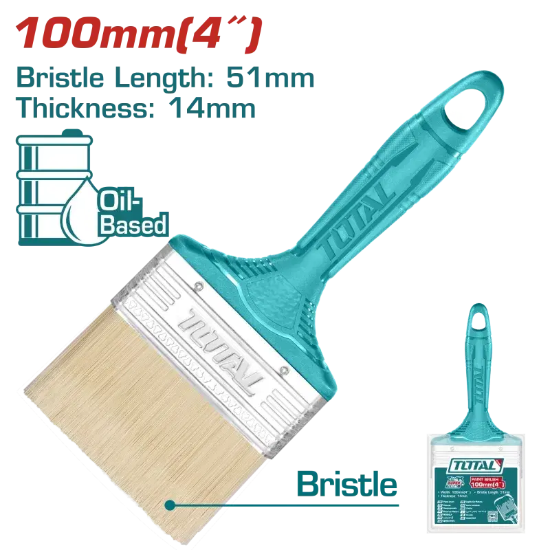 TOTAL THT845046 4″ (100 mm) Paint Brush – Oil-based Professional Coverage