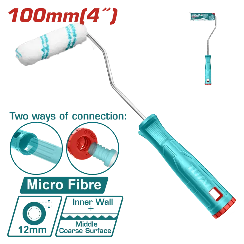 TOTAL THT85046 4″ (100 mm) Mini Cylinder Brush – Soft Internal Wall Roller