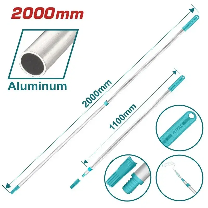 TOTAL THTEP0201 Aluminum Telescopic Rod – 2000 mm Roller Extension
