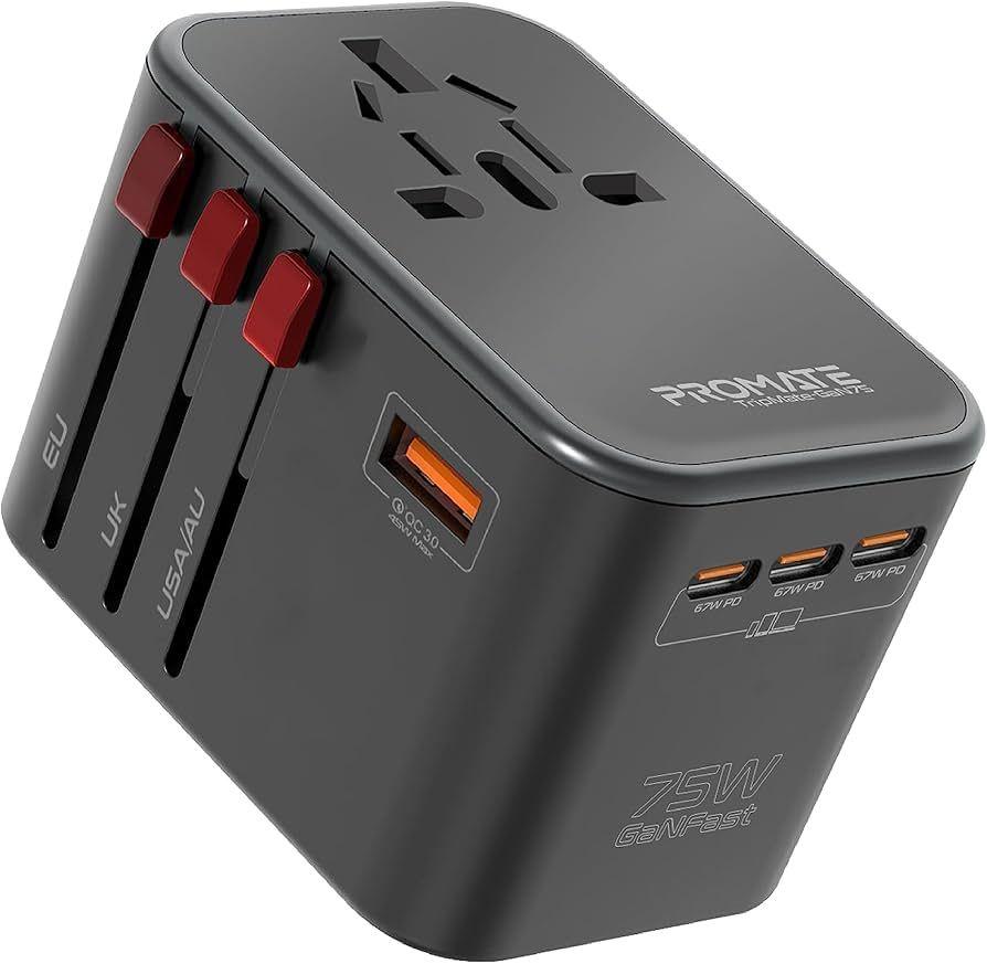 TripMate‑GaN75 – 75W GaNFast™ Multi‑Port Travel Adapter