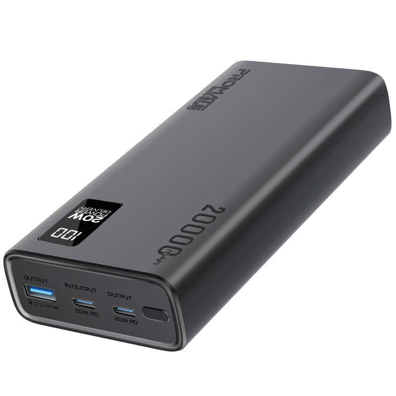 Promate Bolt‑20PD Power Bank — 20,000mAh, Fast 20W PD & QC 3.0