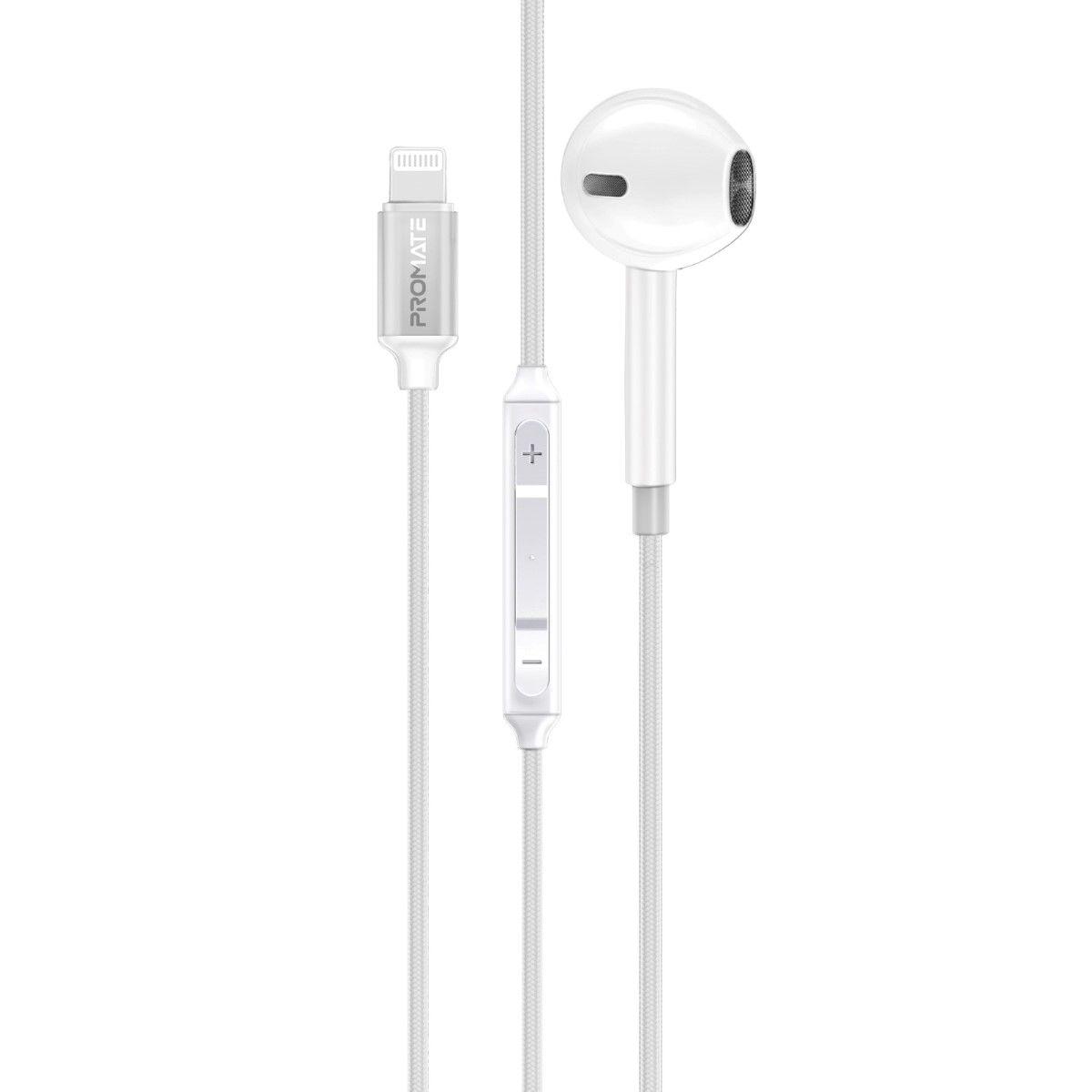 Comfortable single wired earphones, MFi certified, with Lightning connector - White