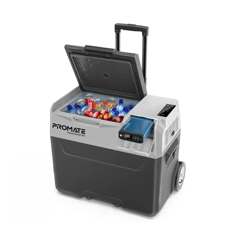 Promate PowerCooler‑40 40 L Portable Outdoor Refrigerator with 52,000 mAh Power Pack