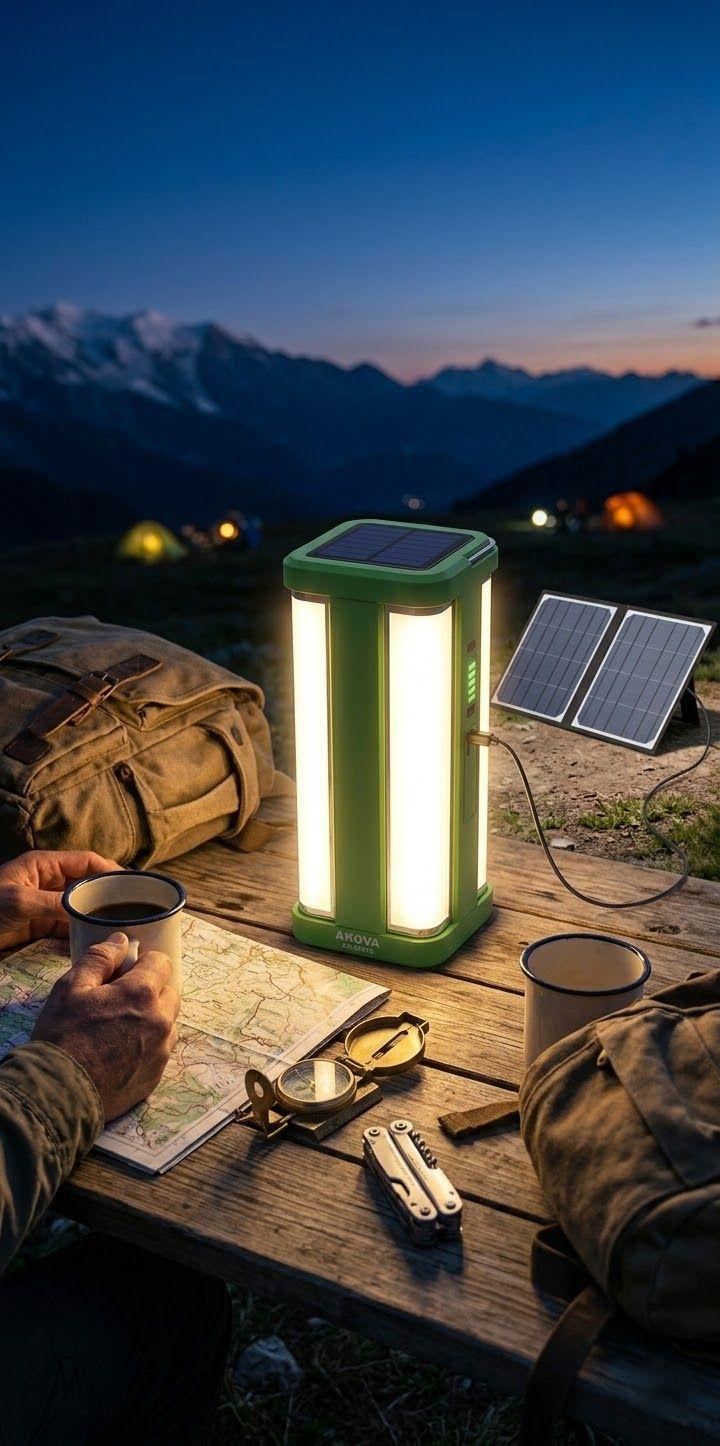 Akova AK-8002S Portable LED Flashlight, Solar Powered and Rechargeable