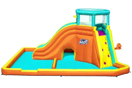 BESTWAY 5.65M X 3.73M X 2.65M TIDAL TOWER MEGA WATER PARK (Contents:1 slide, 1 blower (stakes included), 1 repair kit (multiple assorted patches), 1 storage bag,13 bouncer stakes, 1 waters spraying hose,) Age 5+